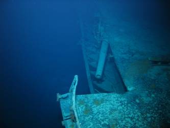 Stbd 5.9-inch gun concealed under forecastle